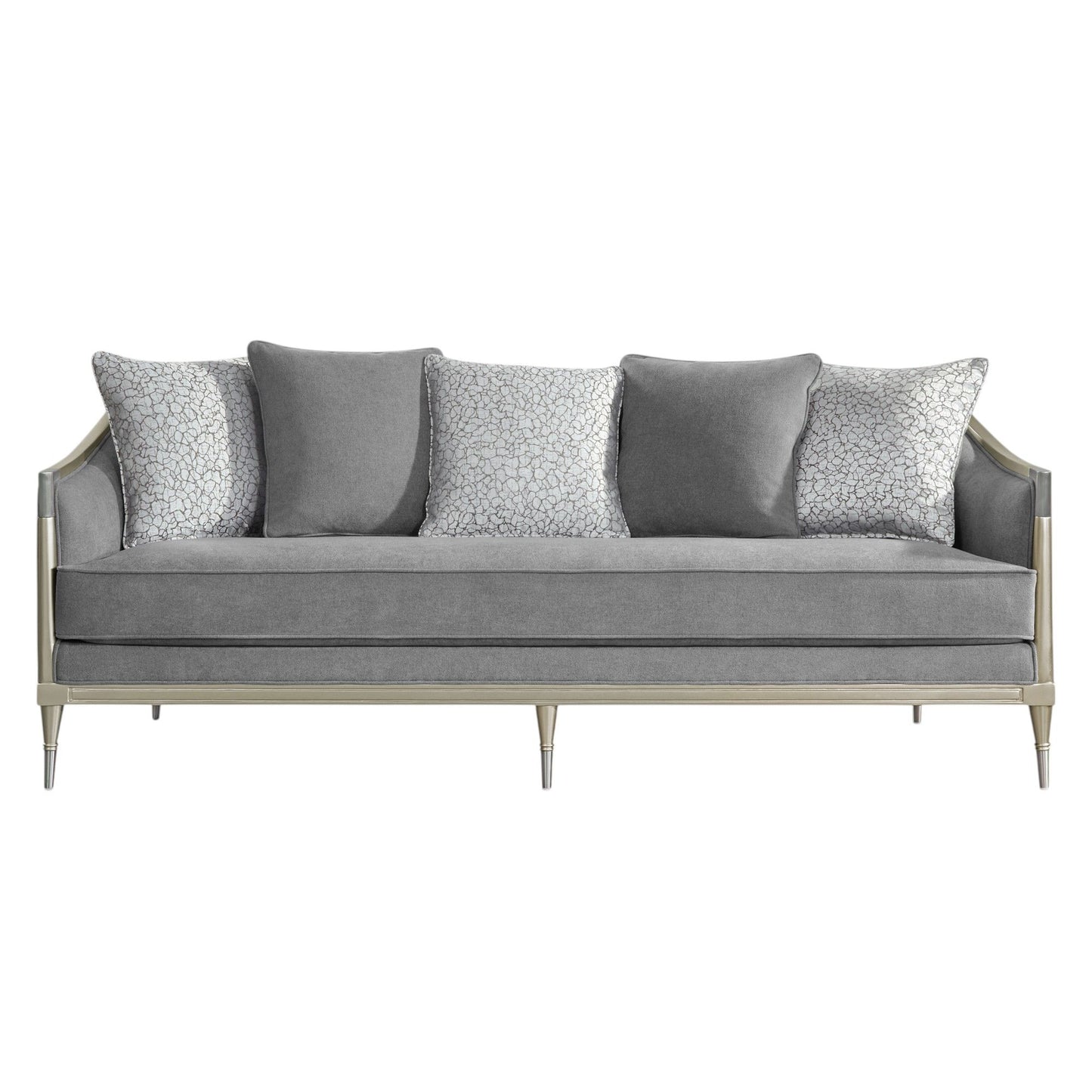Fernando - Sofa With 5 Pillows - Champagne / Gray