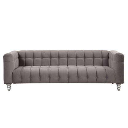 Modern Sofa Dutch Fluff Upholstered Sofa With Solid Wood Legs, Buttoned Tufted Backrest