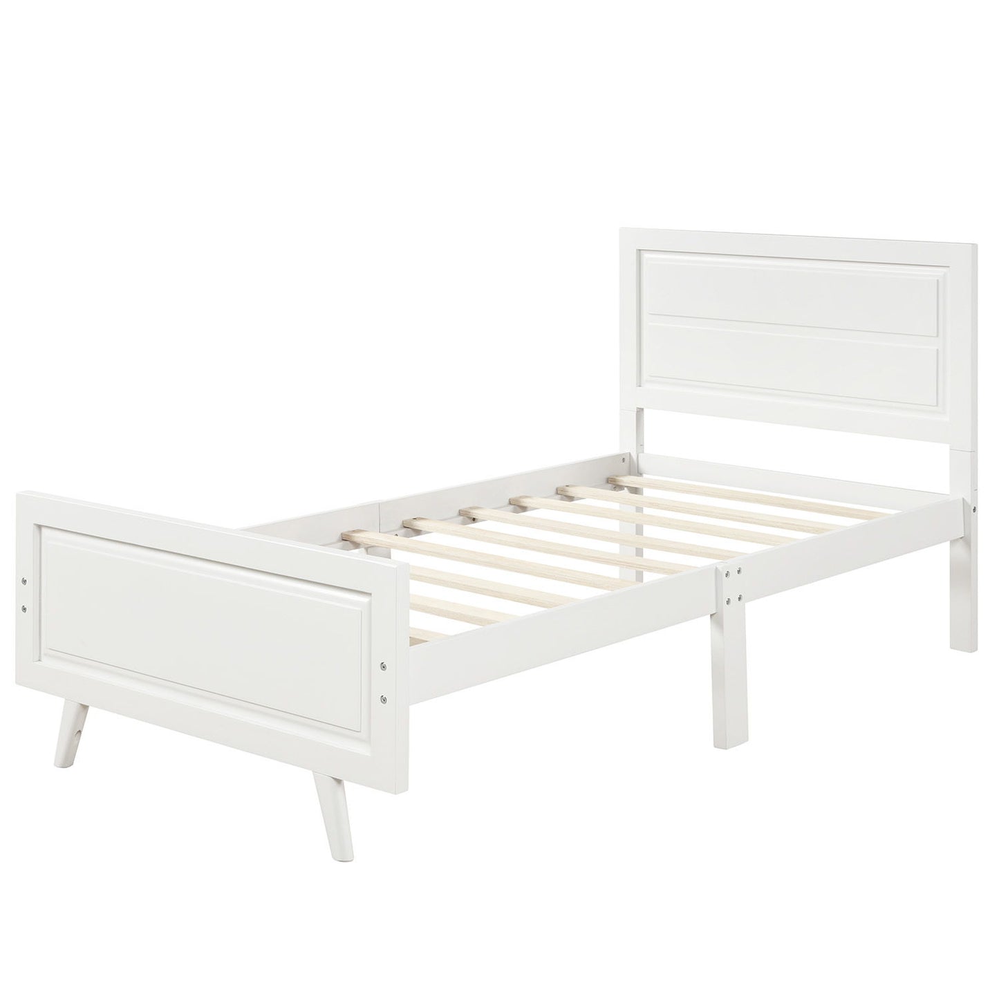 Twin Platform Bed Frame Mattress Foundation With Headboard And Wood Slat Support