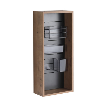 Wall Mounted Storage Cabinet With 4 Diy Accessories - Imitative Oak