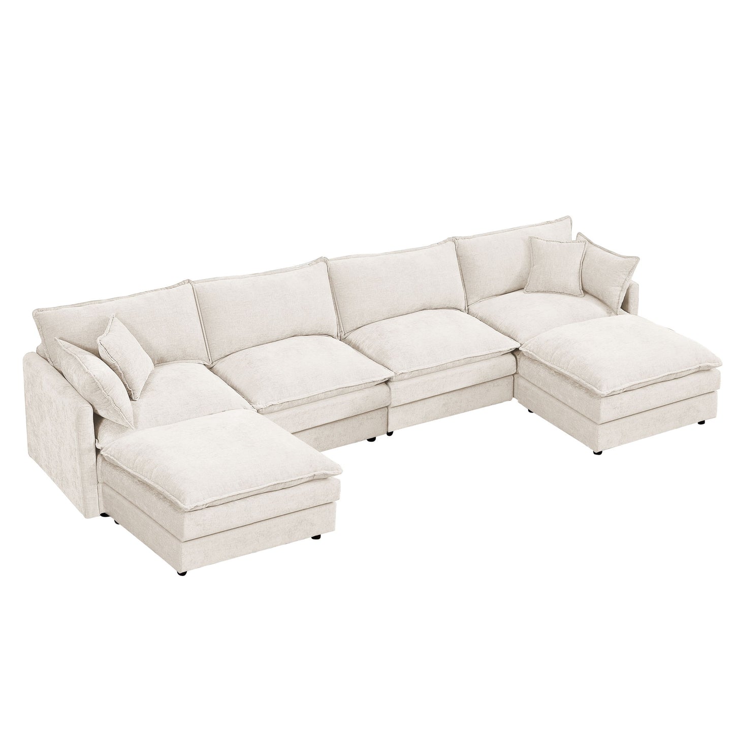Modular U Shaped Sectional Sofa, 4 Seater Comfy Cloud Couch