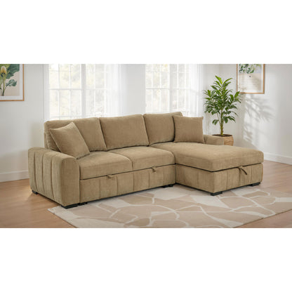 Logan - Sleeper Sectional Sofa With Right Arm Chaise - Camel
