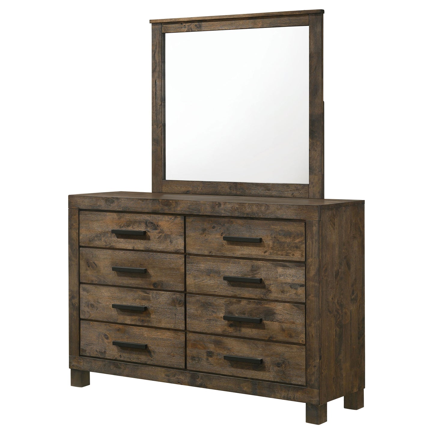 Bren - 8 Drawer Dresser With Mirror - Rustic Brown