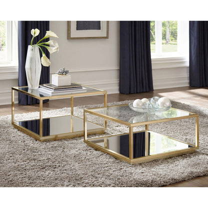 Emeline - 2 Piece Coffee Table Set - Brushed Brass