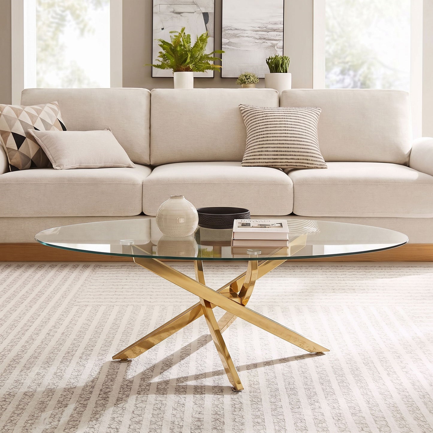 Oval Coffee Table For Living Room - Gold