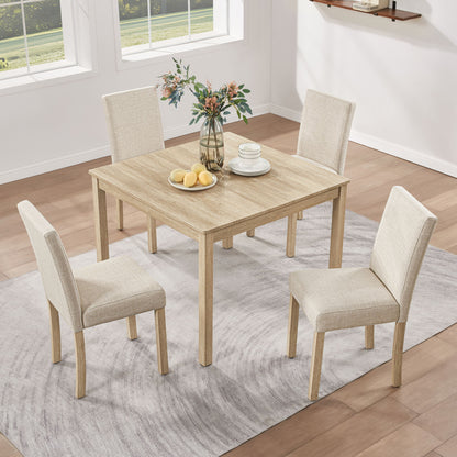 5 Piece Dining Table Set For 4, Small Kitchen Table With 4 Fabric Chairs