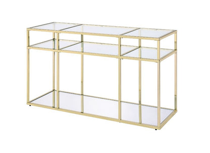 Uchenna - Sofa Table - Clear Glass & Gold Finish