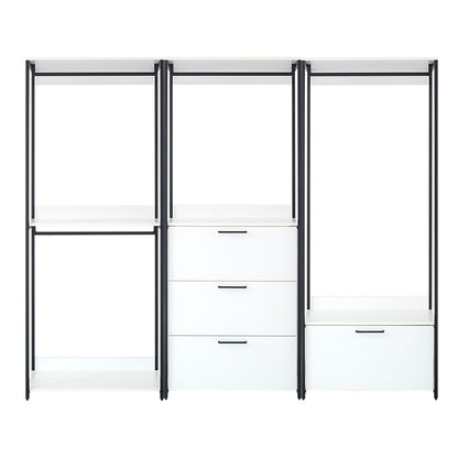 Fiona - Freestanding Walk In Wood Closet System, Metal Frame Melamine - White