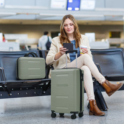 6 Piece Lightweight Hardshell Luggage Set With Double Spinner Wheels, Password Lock