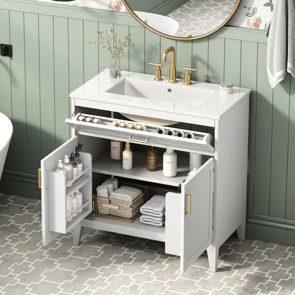 Bathroom Vanity With Sink Top, Adjustable Shelf, Door Organizers