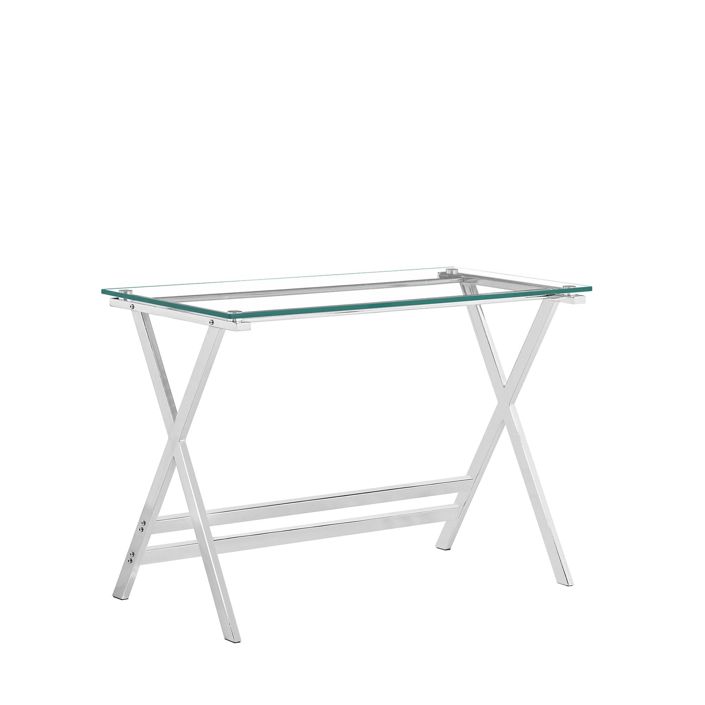 Transparent Glass Computer Desk With Rounded Edges, Tempered Glass Laptop Table - Clear