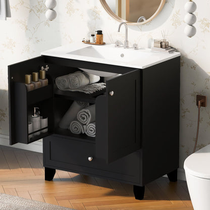 Bathroom Vanity Set With Ceramic Sink And Ample Storage Space Ideal For Small Bathrooms