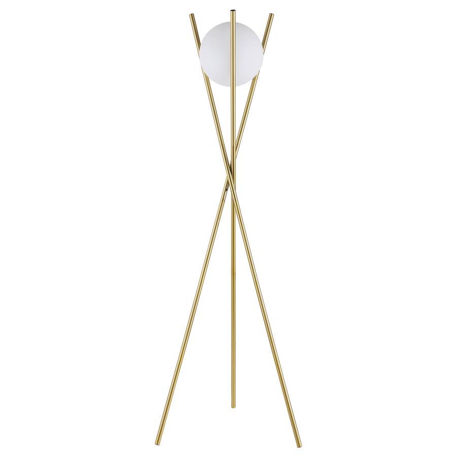 Yamileth - Spherical Bulb Metal Tripod Floor Lamp - Gold
