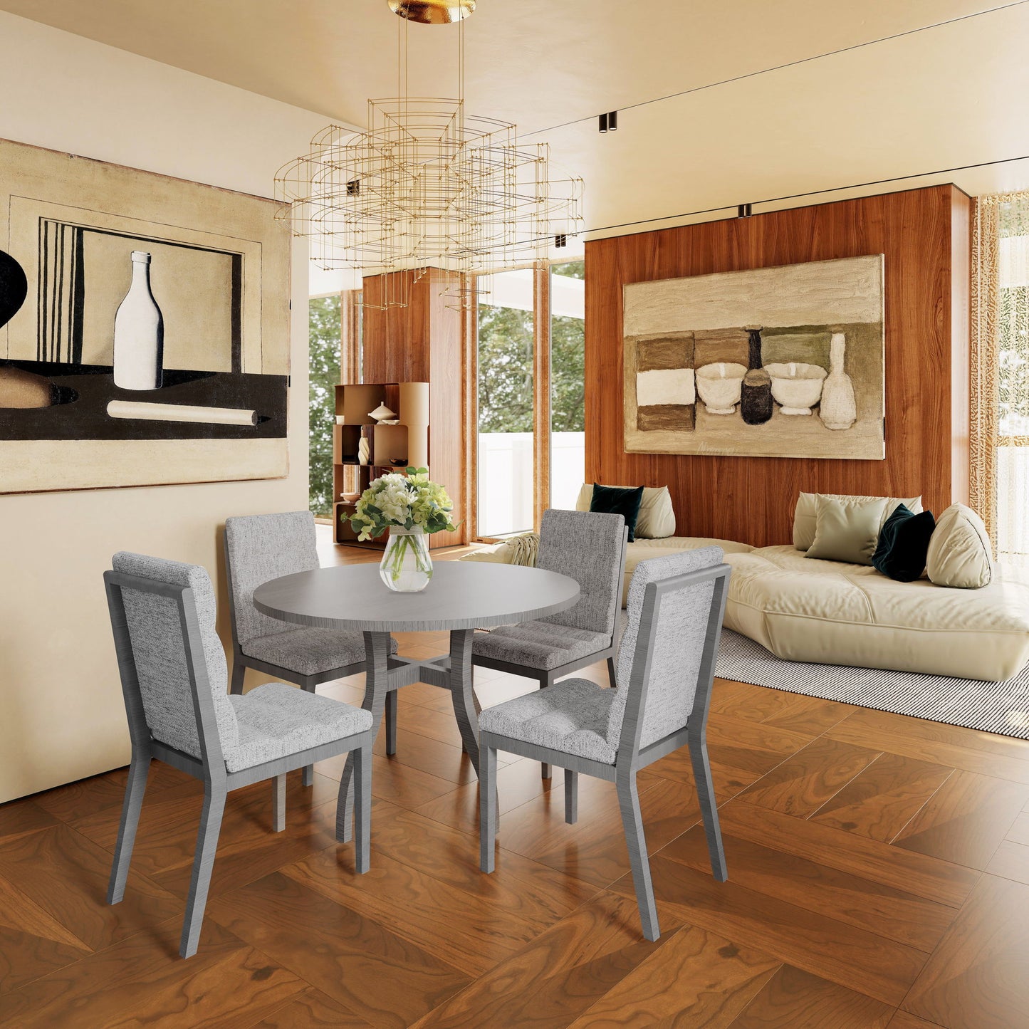 Tufted Upholstery Modern Dining Chairs (Set of 2) Sleek Comfort With Rubber Wood Frame - Gray / Oak