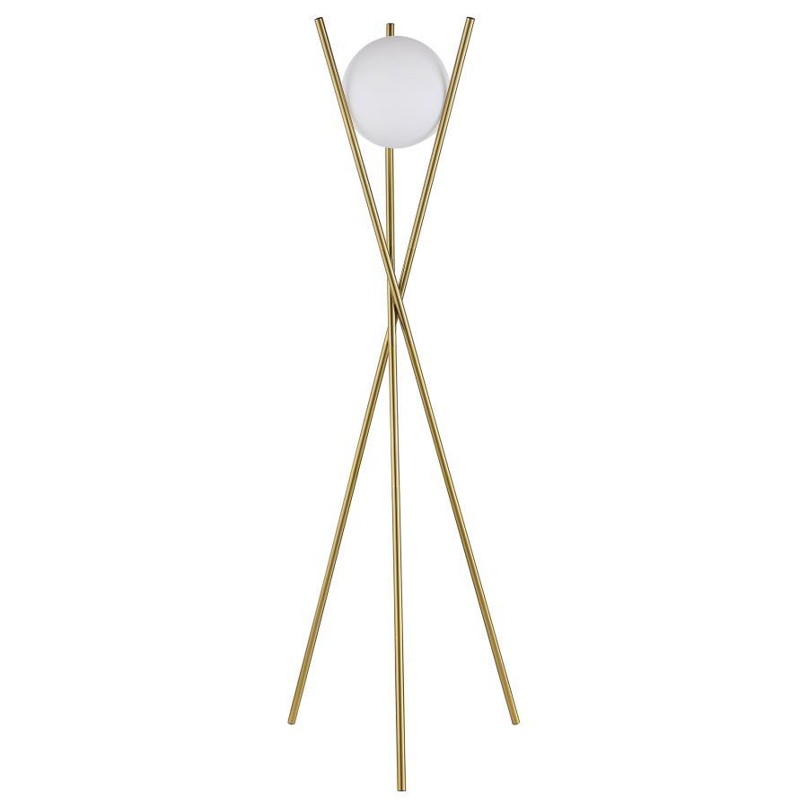 Yamileth - Spherical Bulb Metal Tripod Floor Lamp - Gold