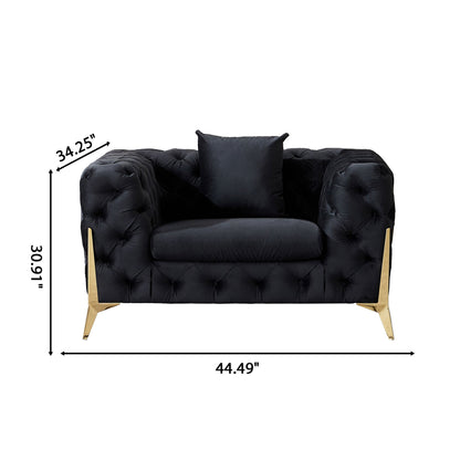 Accent Chair With Diamond Button Tufting, Matching Throw Pillow