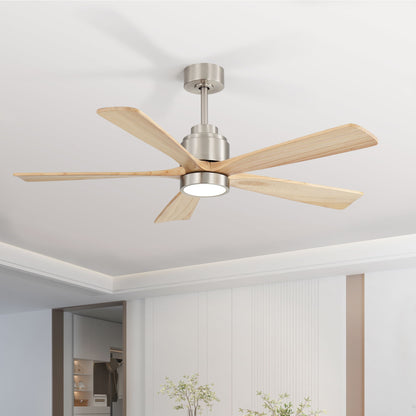 52" Ceiling Fan With Remote Control, Dimmable 3 Color Temperature LED Light, Quiet Reversible DC Motor