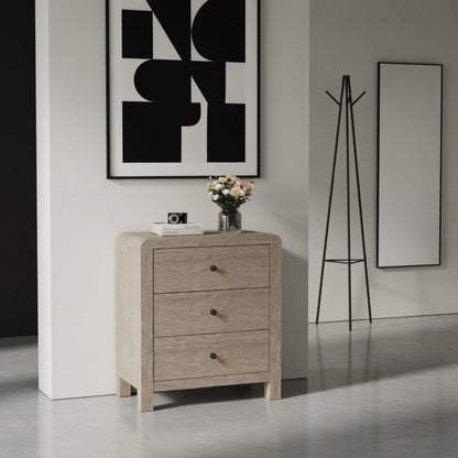 3 Drawer Chest Of Drawers With Soft Close Glides Rounded Corners Handles - Natural