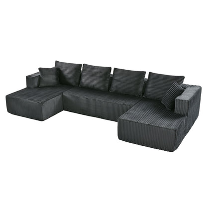 U-Shaped Modular Sectional Sofa With Double Chaise, Oversized Deep Seat For Living Room