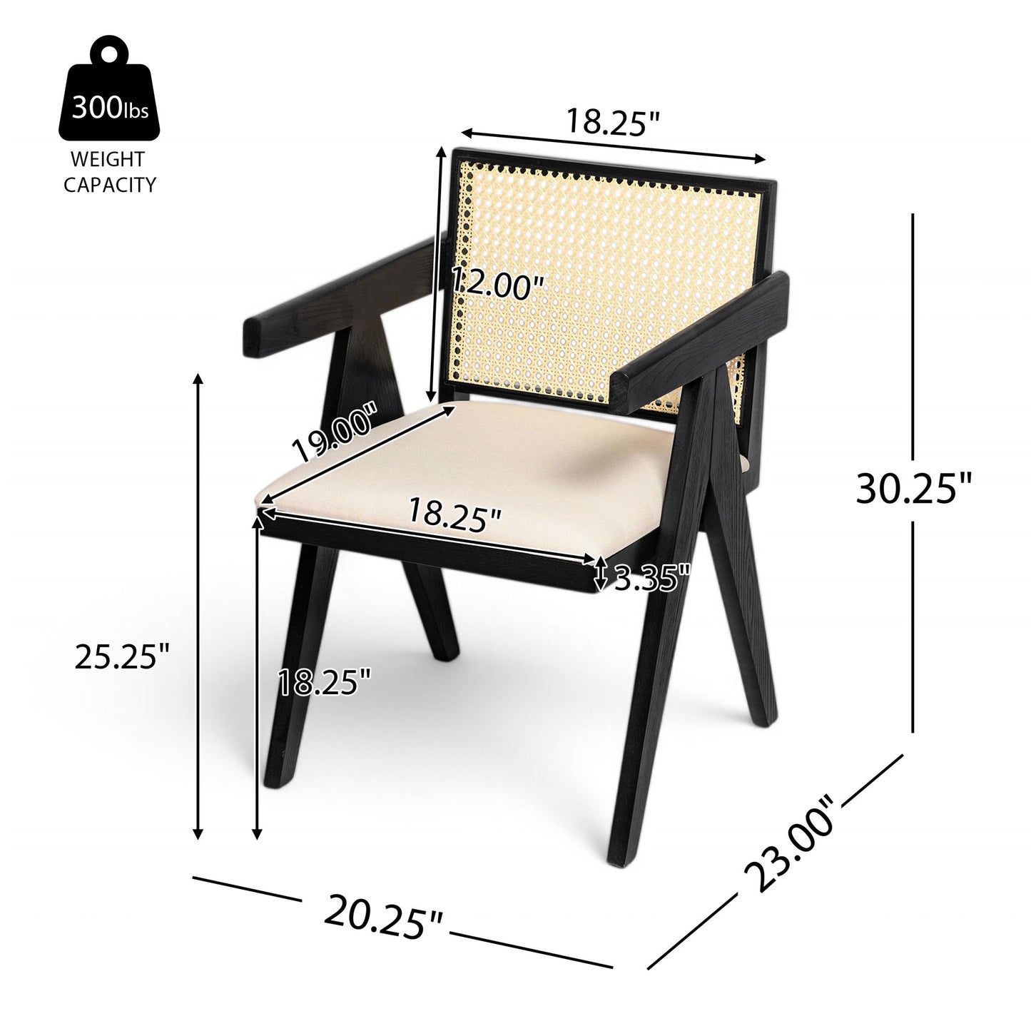 Chandigarh Farmhouse Style Cane Upholstered Dining Chairs (Set of 2)