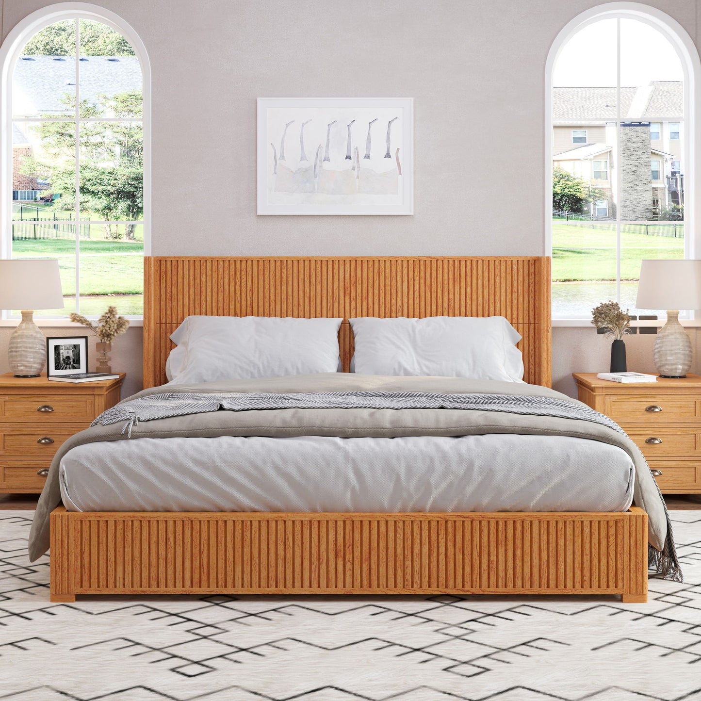 Platform Bed Frame With Headboard, Floor Standing Design
