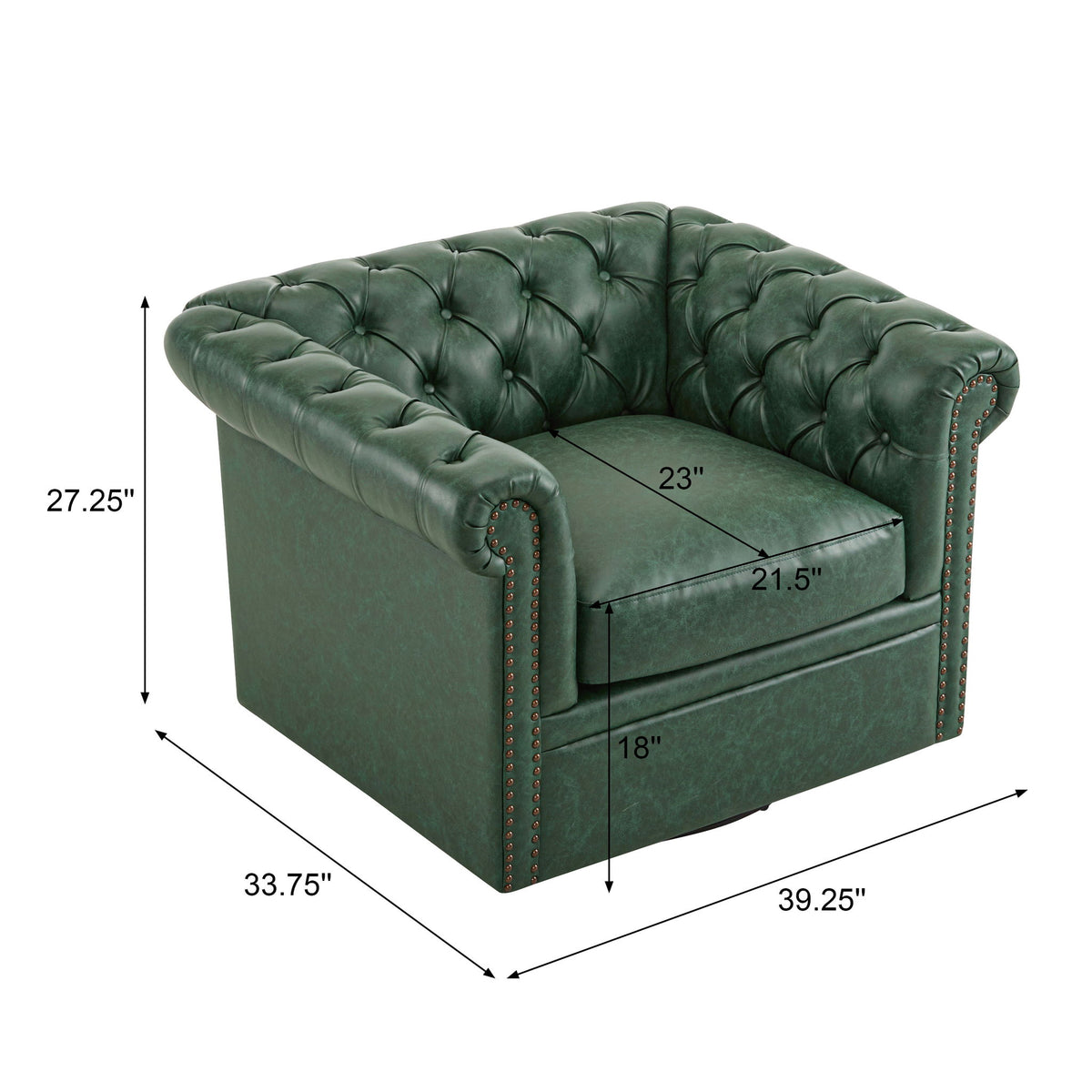Chesterfield Style Swivel Club Chair With Button Tufted
