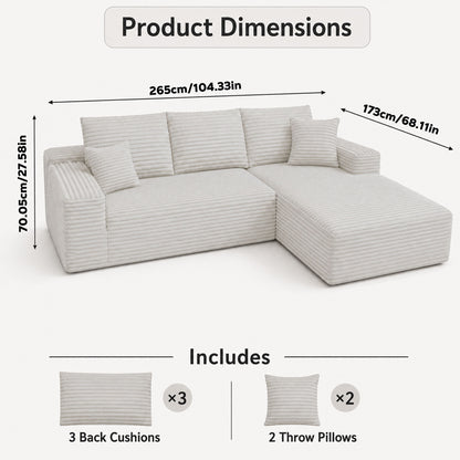 Modern L-Shaped Sectional Sofa With Left Facing Chaise