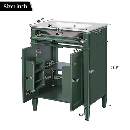 Bathroom Vanity With 2 Doors And Tip Out Drawer, Soft Closing Hinges