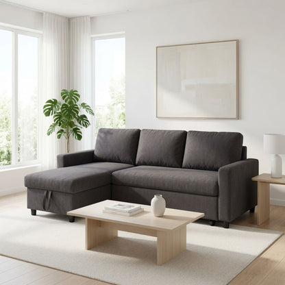 L - Shaped Convertible Sofa Bed With Storage Chaise