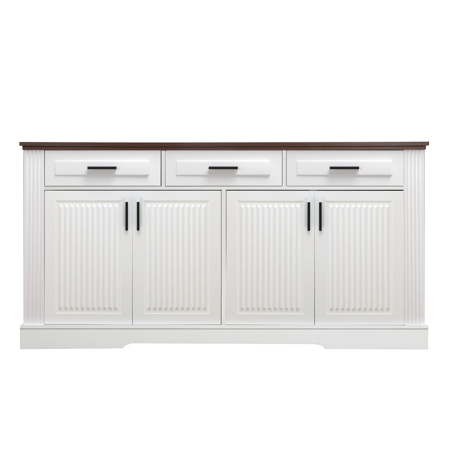 Fluted Sideboard Buffet Cabinet With 4 Doors And 3 Drawers