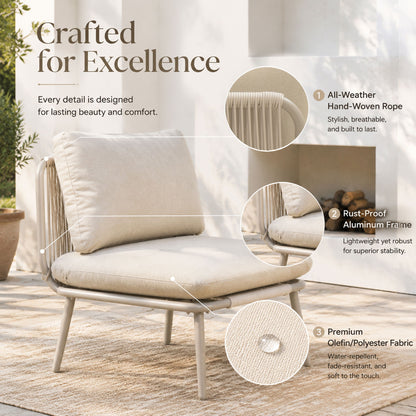 Modular Patio Armless Sofa Chair With Thick Cushion - Off White