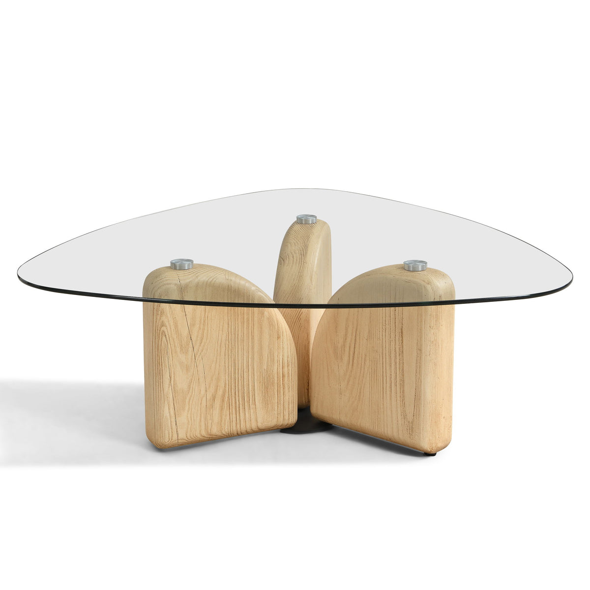 Triangle Glass Top Coffee Table For Living Room - Natural