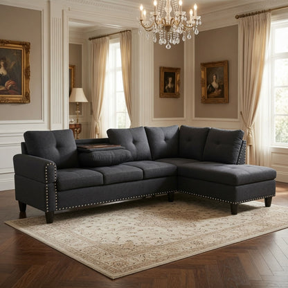 L - Shaped Sectional Sofa With Movable Left Chaise