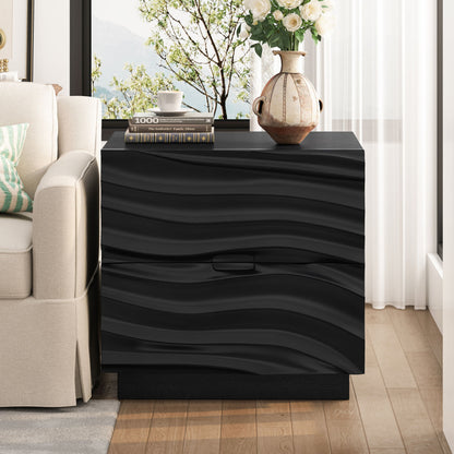 Nightstand With 2 Drawers, No Handles