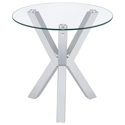 Alexa - Round Tempered Glass Top End Table - Chrome