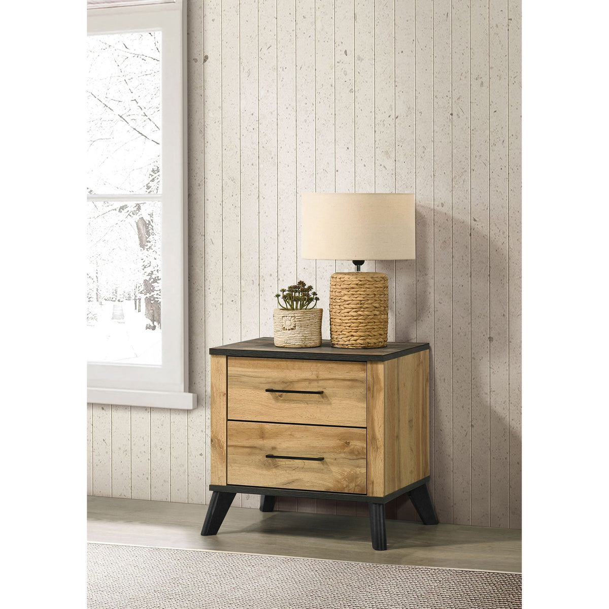 Georgina - 2 Drawer Nightstand - Natural Wood