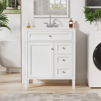 Bathroom Vanity With Top Sink, Storage Cabinet, 2 Drawers, Tip Out Drawer