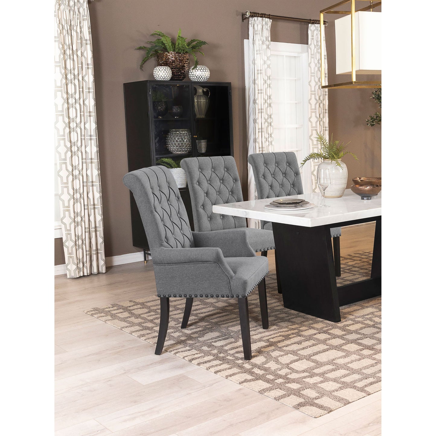 Tufted Arm Chair With Nailhead Trim