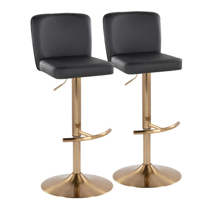 Henry - Contemporary Adjustable Barstool With Swivel With Rounded T Footrest (Set of 2)