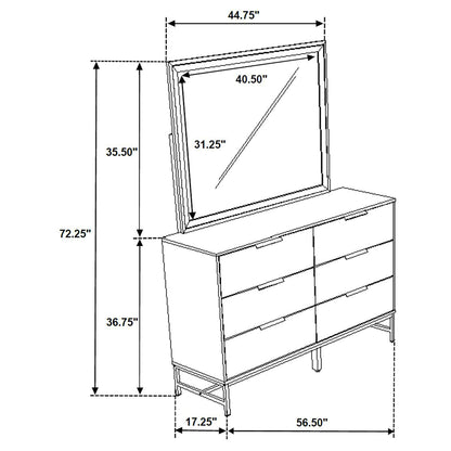 Taraval - 6 Drawer Dresser With Mirror - White