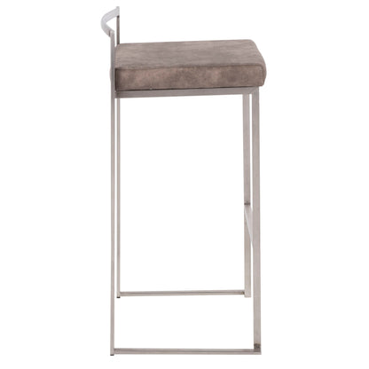 Fuji - Contemporary Stackable Counter Stool (Set of 2) - Stone