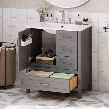 Modern Bathroom Vanity With Ceramic Sink, Solid Frame And Storage Solutions