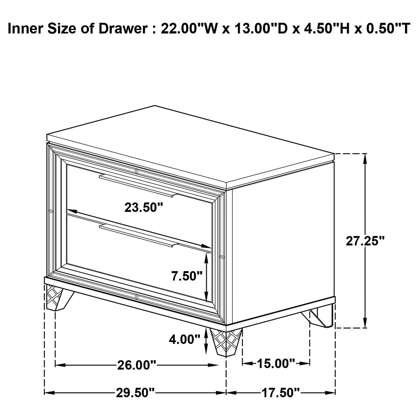 2 Drawer Nightstand With Accents - White