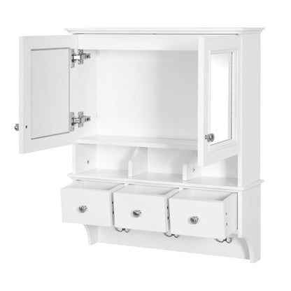 Modern Bathroom Mirror Cabinet With Drawers, Organizer Hooks, And High-Definition Mirrors