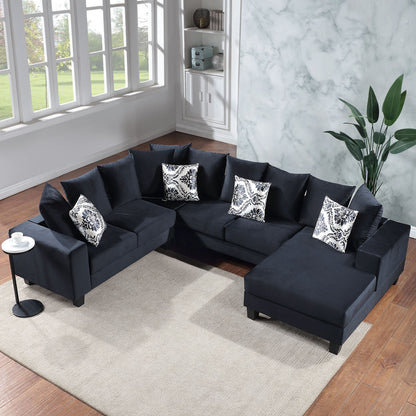 Modern U Shape Sectional Sofa Corner Couch With Lots Of Pillows Included, Elegant And Functional