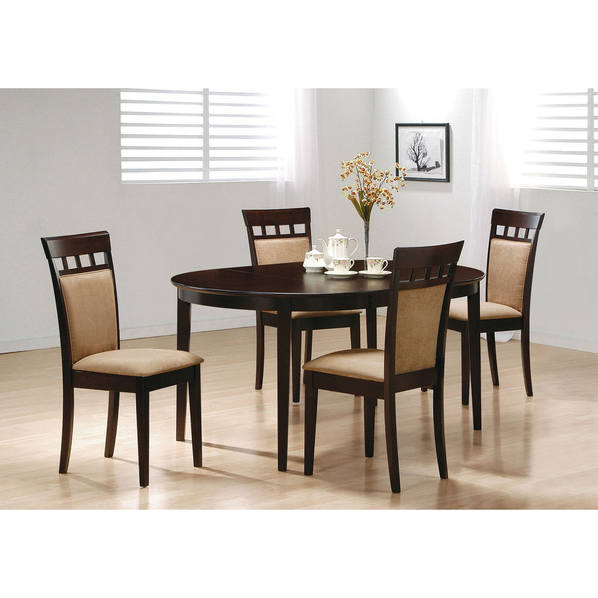 Gianna - 5 Piece Dining Set With Oval Table And Side Chairs - Cappuccino