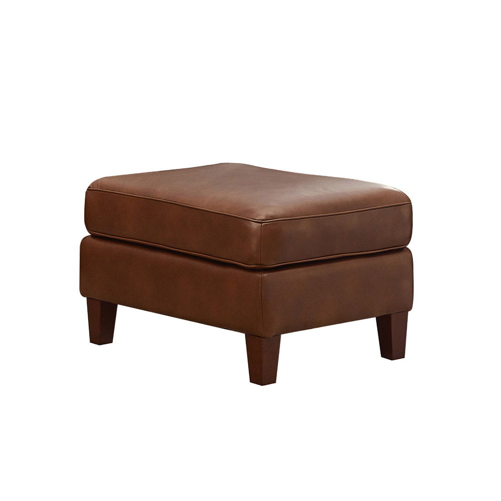 Ashby - Leather Ottoman - Pecan