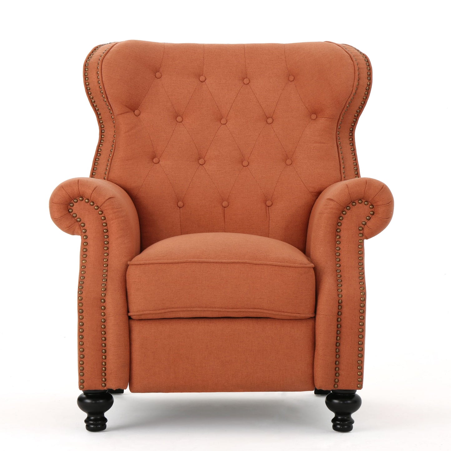 Contemporary Style Push Back Recliner With Button Tufted Stitching And Nailhead Trim
