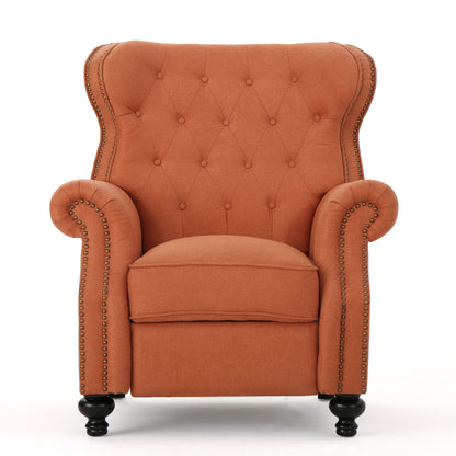 Contemporary Style Push Back Recliner With Button Tufted Stitching And Nailhead Trim