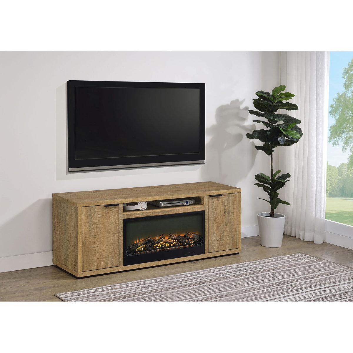 Lodi - 2 Door Fireplace TV Stand - Mango Color